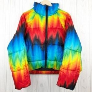 TOPSHOP Rainbow Puffer Jacket